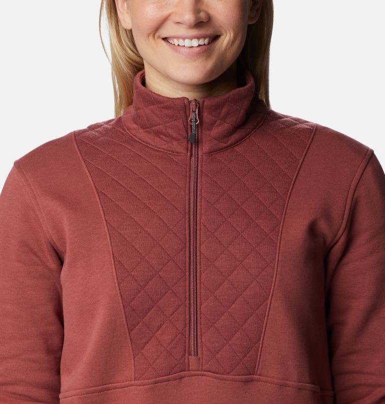 Women's Columbia Lodge Quilted Quarter Zip Tunic, Color: Beetroot, image 4