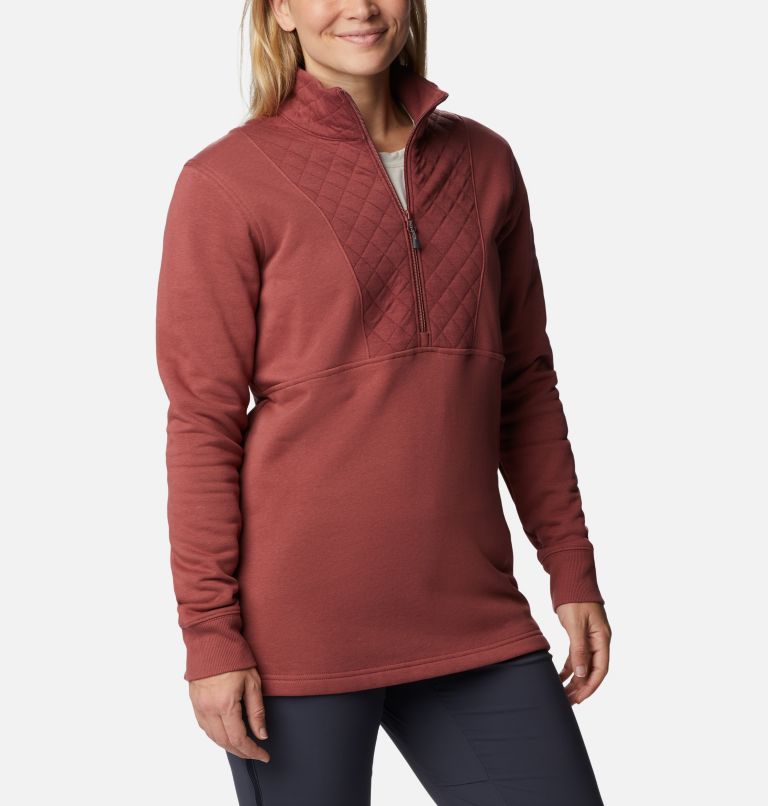 Women's Columbia Lodge Quilted Quarter Zip Tunic, Color: Beetroot, image 5