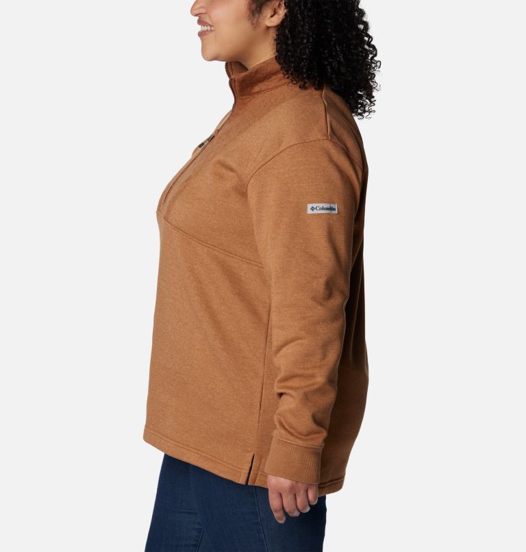 Thumbnail: Women's Columbia Lodge Quilted Quarter Zip Tunic - Plus Size, Color: Camel Brown, image 3