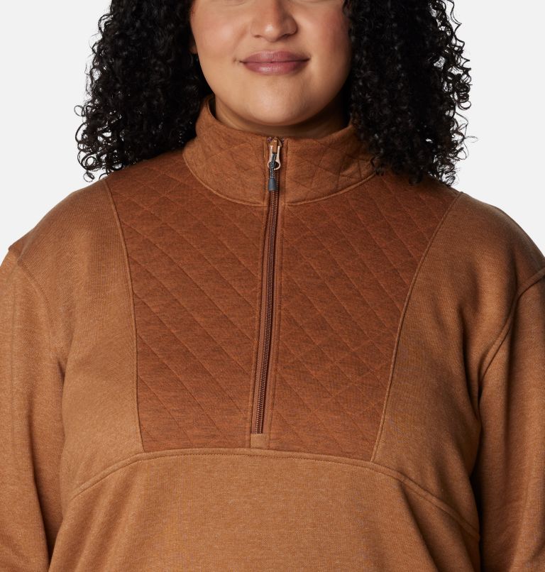 Thumbnail: Women's Columbia Lodge Quilted Quarter Zip Tunic - Plus Size, Color: Camel Brown, image 4