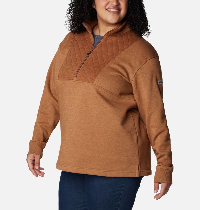 Women's Columbia Lodge Quilted Quarter Zip Tunic - Plus Size, Color: Camel Brown, image 5