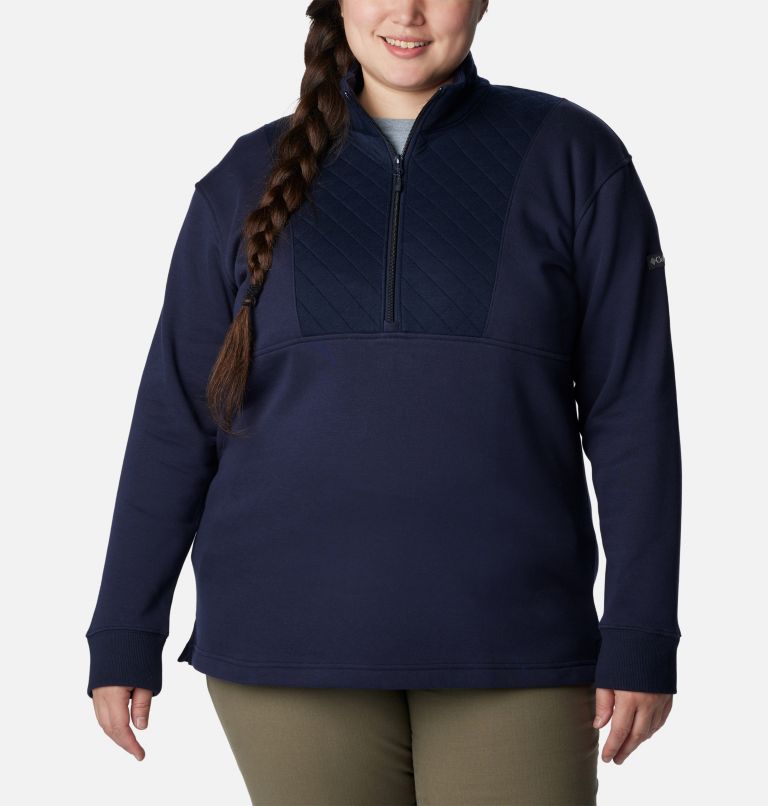 Thumbnail: Women's Columbia Lodge Quilted Quarter Zip Tunic - Plus Size, Color: Dark Nocturnal, image 1