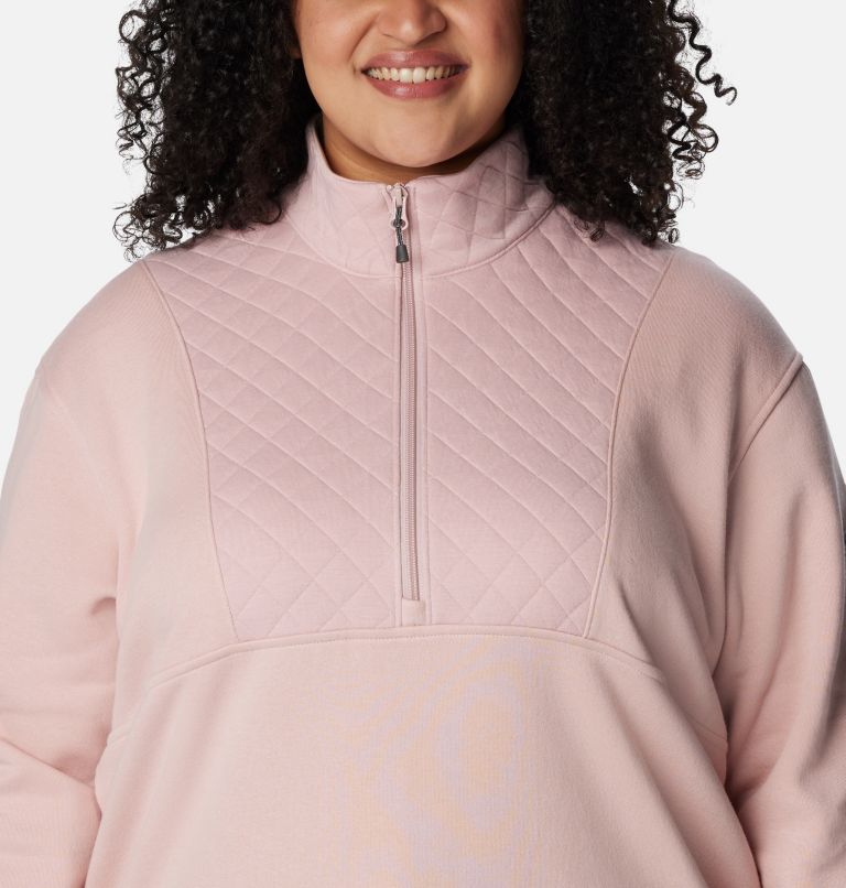 Thumbnail: Women's Columbia Lodge Quilted Quarter Zip Tunic - Plus Size, Color: Dusty Pink, image 4