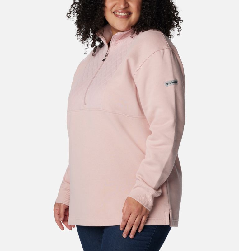 Thumbnail: Women's Columbia Lodge Quilted Quarter Zip Tunic - Plus Size, Color: Dusty Pink, image 5