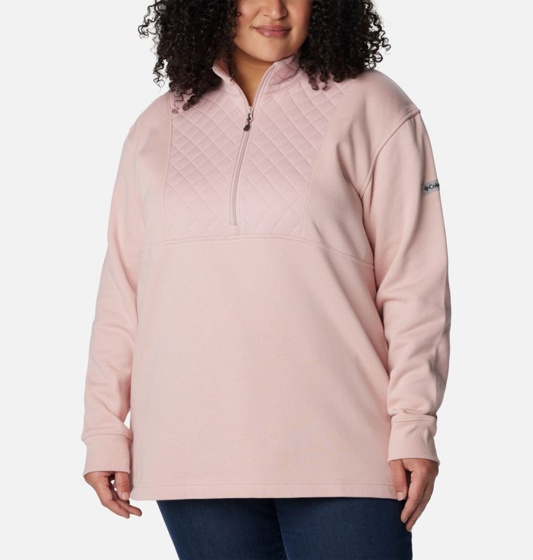 Thumbnail: Women's Columbia Lodge Quilted Quarter Zip Tunic - Plus Size, Color: Dusty Pink, image 1