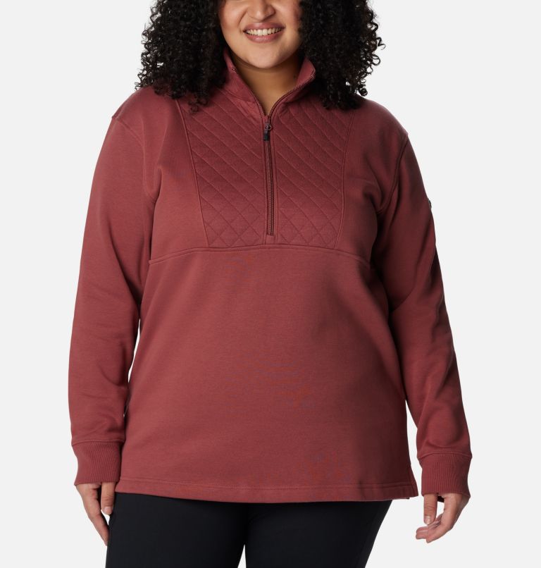 Thumbnail: Women's Columbia Lodge Quilted Quarter Zip Tunic - Plus Size, Color: Beetroot, image 1