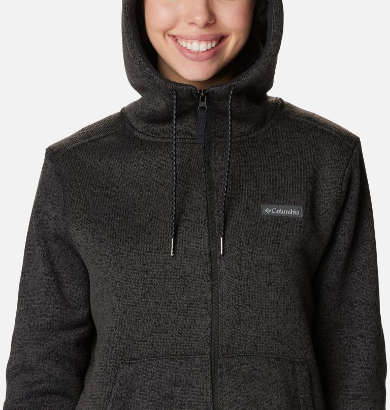 Women's Sweater Weather Sherpa Full Zip Hooded Jacket, Color: Black Heather, image 4