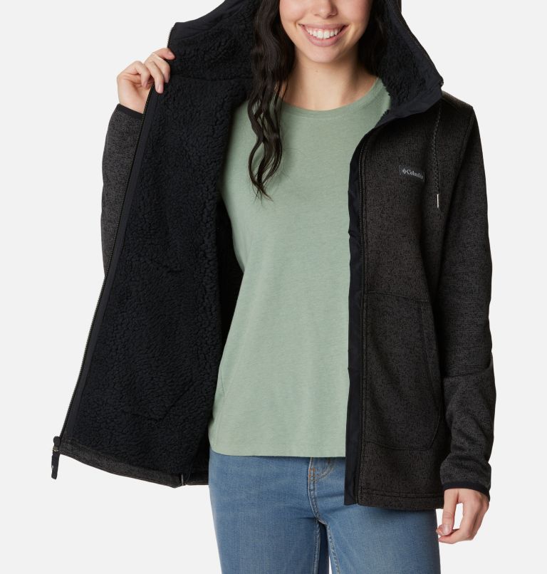 Manteau avec capuchon et fermeture éclair en sherpa Sweater Weather pour femmes, Color: Black Heather, image 5