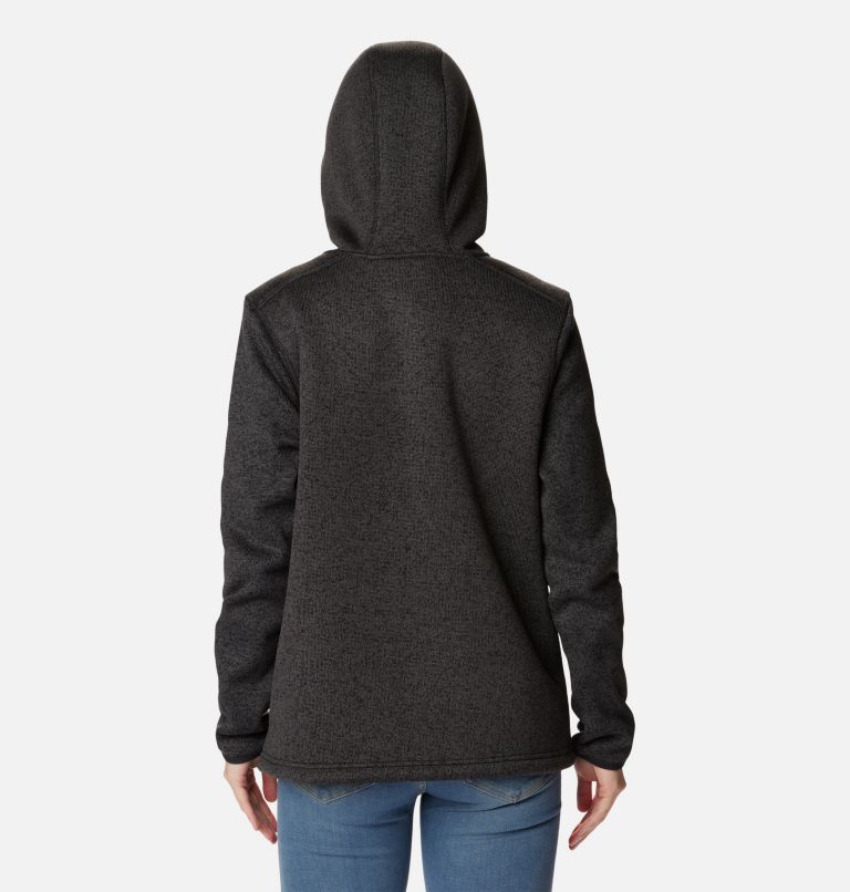 Women's Sweater Weather Sherpa Full Zip Hooded Jacket, Color: Black Heather, image 2
