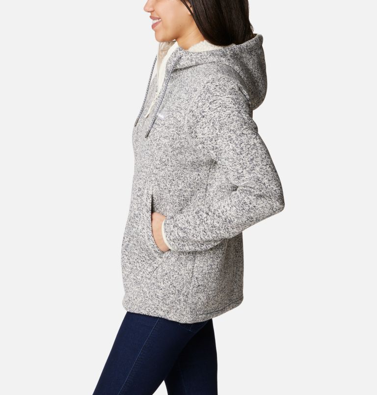 Women's Sweater Weather Sherpa Full Zip Hooded Jacket, Color: Chalk Heather, image 3