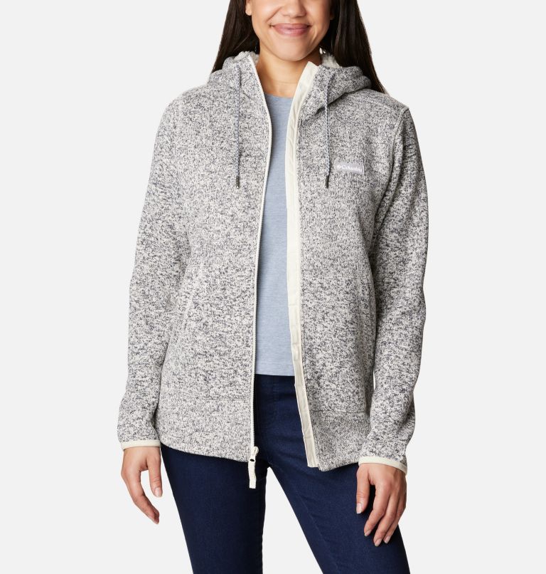 Women's Sweater Weather Sherpa Full Zip Hooded Jacket, Color: Chalk Heather, image 6