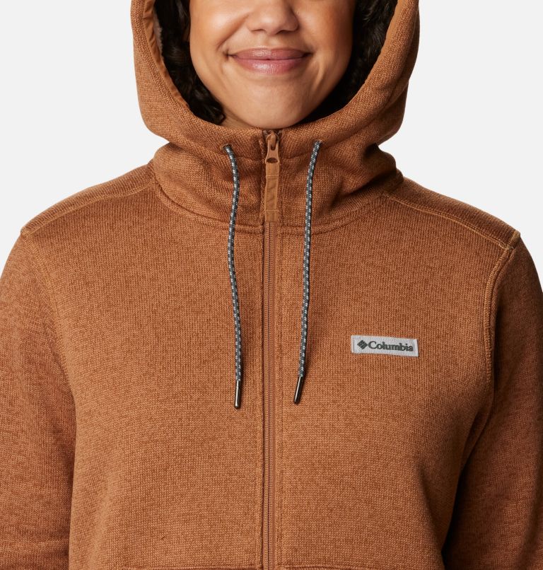Women's Sweater Weather Sherpa Full Zip Hooded Jacket, Color: Camel Brown Heather, image 4