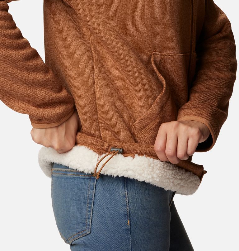 Women's Sweater Weather Sherpa Full Zip Hooded Jacket, Color: Camel Brown Heather, image 6