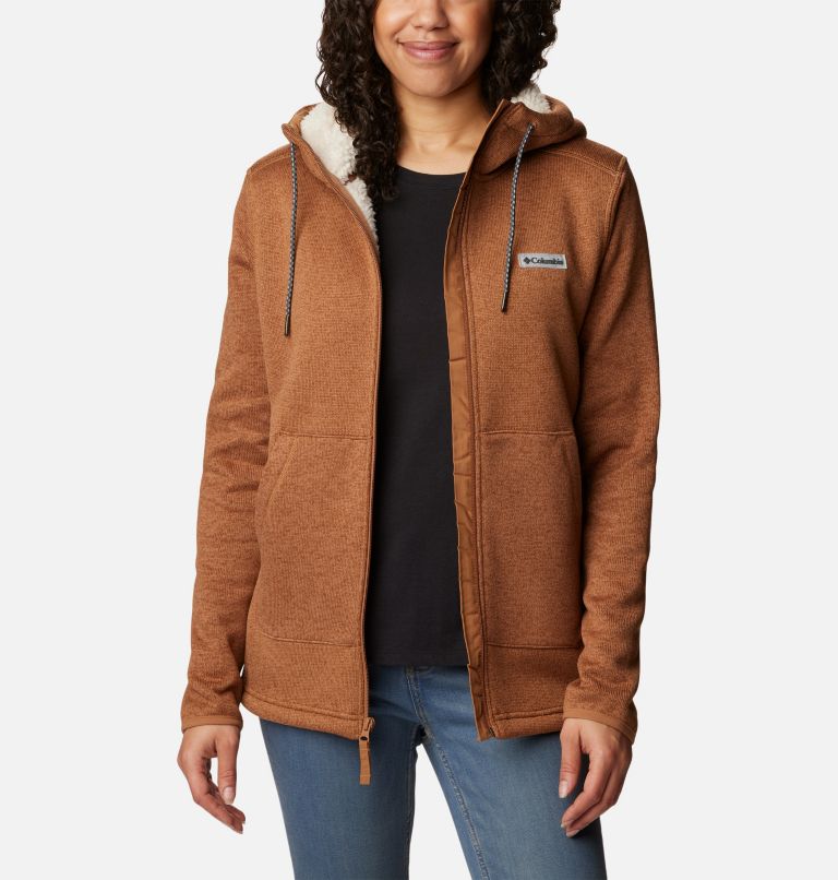 Thumbnail: Women's Sweater Weather Sherpa Full Zip Hooded Jacket, Color: Camel Brown Heather, image 7
