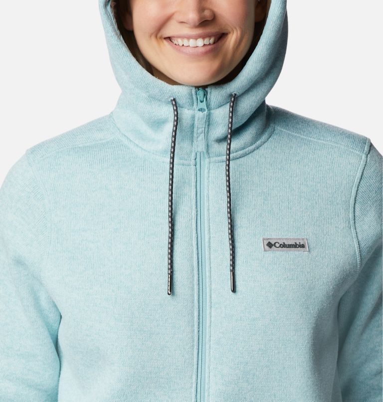 Thumbnail: Women's Sweater Weather Sherpa Full Zip Hooded Jacket, Color: Aqua Haze Heather, image 4
