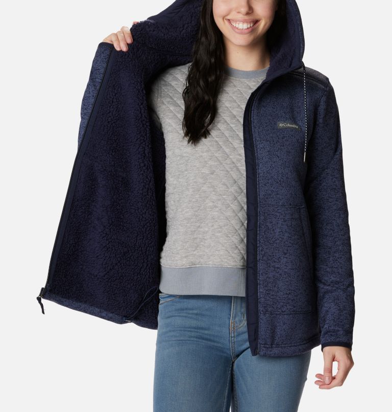 Women's Sweater Weather Sherpa Full Zip Hooded Jacket, Color: Dark Nocturnal Heather, image 5