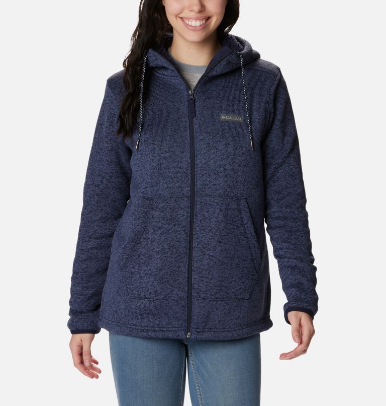 Women's Sweater Weather Sherpa Full Zip Hooded Jacket, Color: Dark Nocturnal Heather, image 1