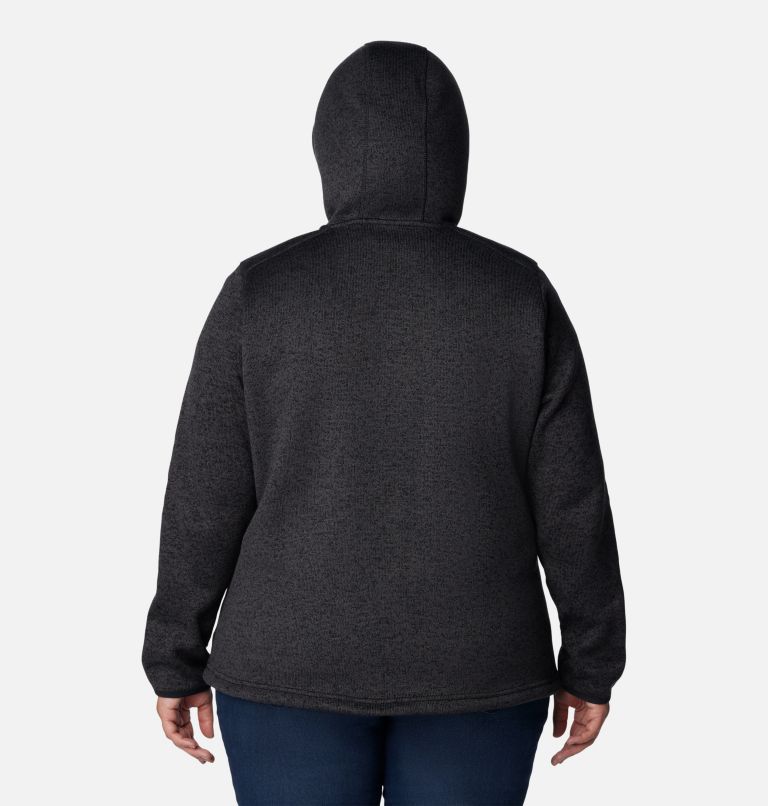 Thumbnail: Women's Sweater Weather Sherpa Full Zip Hooded Jacket - Plus Size, Color: Black Heather, image 2