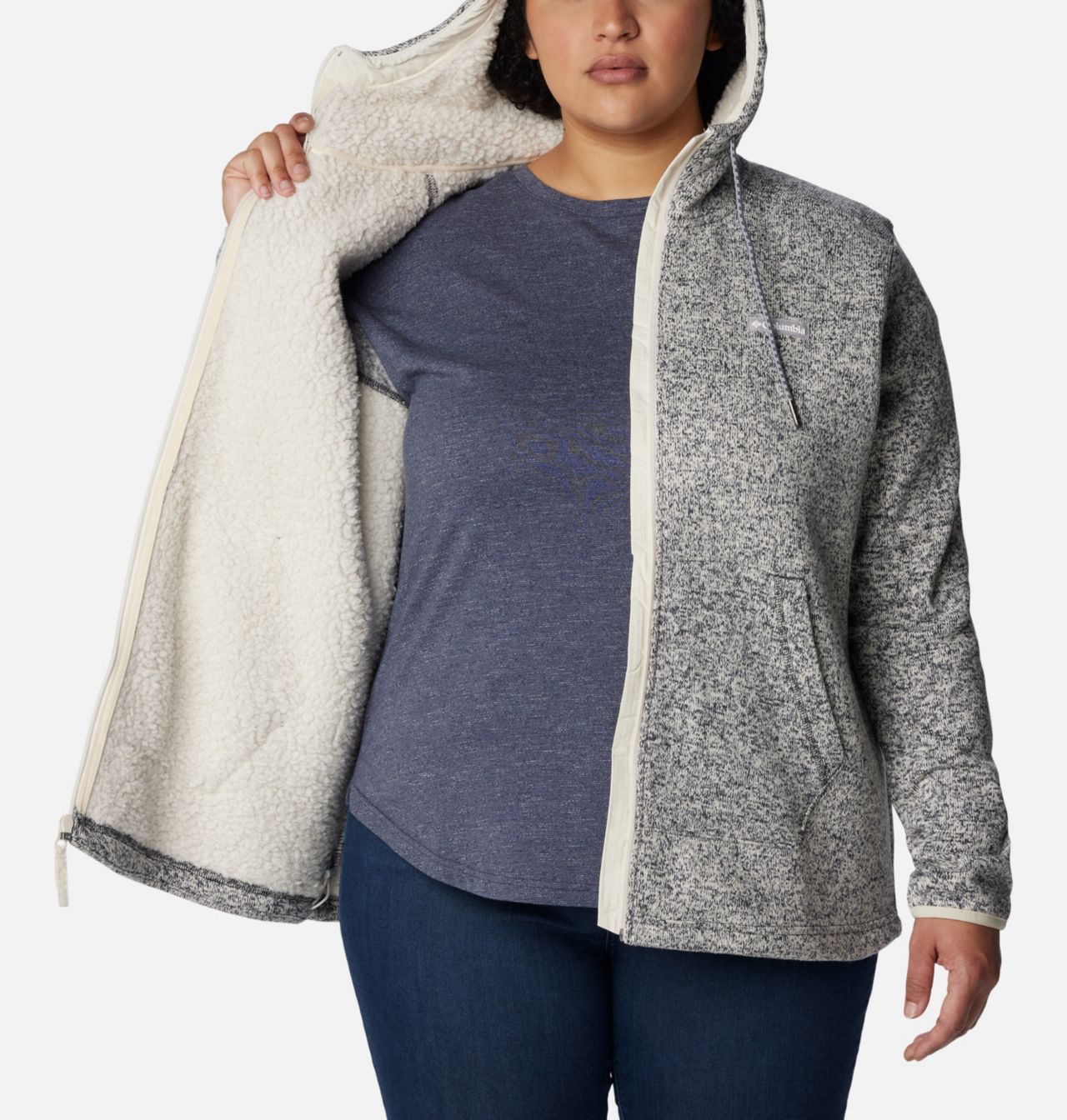 Women's Sweater Weather™ Sherpa Full Zip Hooded Jacket - Plus Size 5