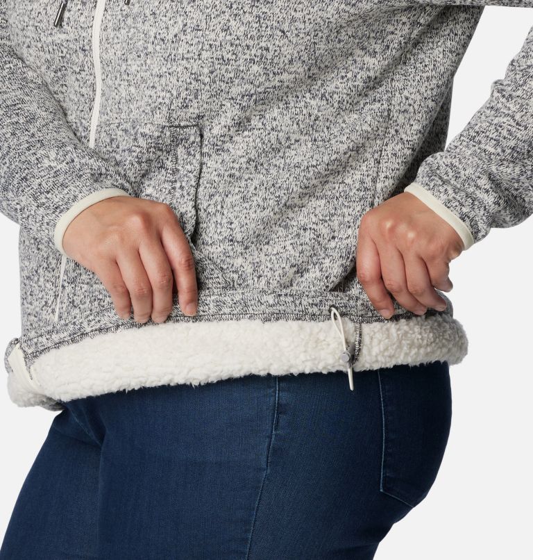 Women's Sweater Weather Sherpa Full Zip Hooded Jacket - Plus Size, Color: Chalk Heather, image 6