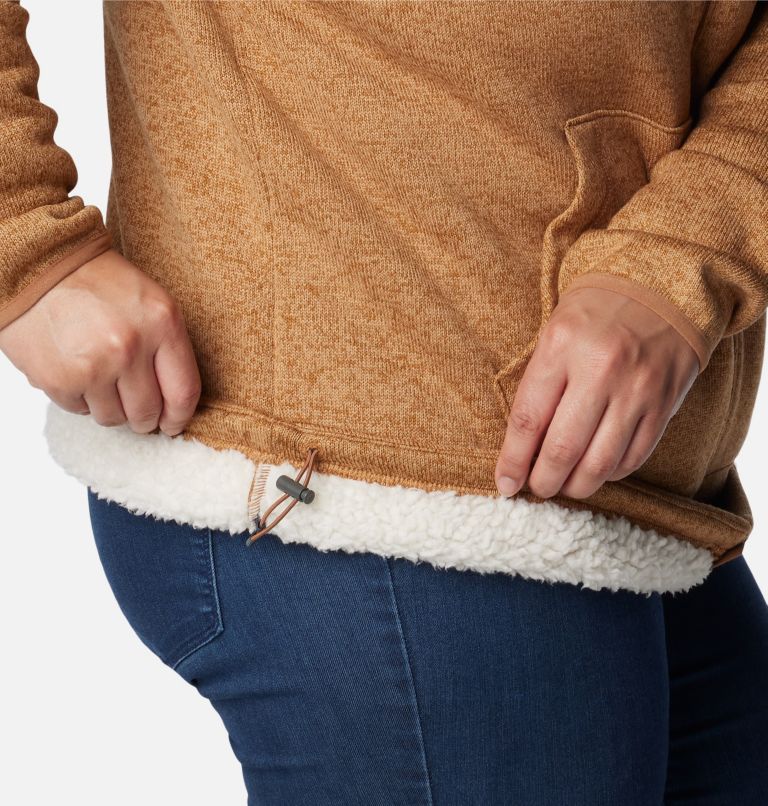 Manteau avec capuchon et fermeture éclair en sherpa Sweater Weather pour femmes – Grandes tailles, Color: Camel Brown Heather, image 6