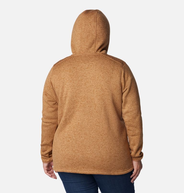 Manteau avec capuchon et fermeture éclair en sherpa Sweater Weather pour femmes – Grandes tailles, Color: Camel Brown Heather, image 2