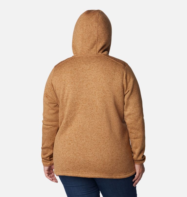 Thumbnail: Women's Sweater Weather Sherpa Full Zip Hooded Jacket - Plus Size, Color: Camel Brown Heather, image 2