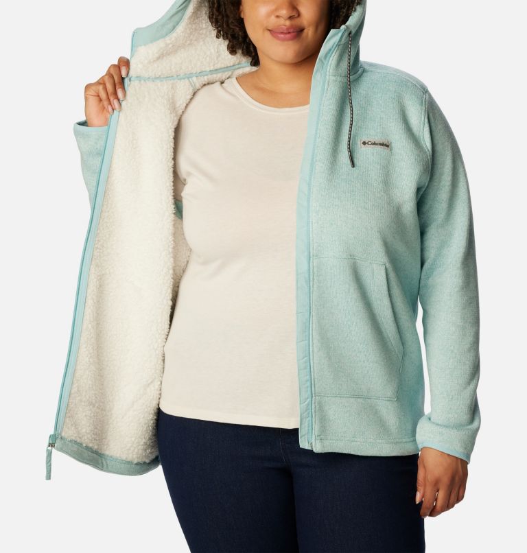 Women's Sweater Weather™ Sherpa Full Zip Hooded Jacket - Plus Size