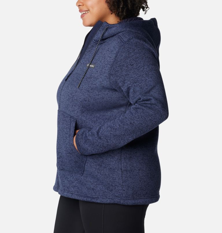 Women's Sweater Weather Sherpa Full Zip Hooded Jacket - Plus Size, Color: Dark Nocturnal Heather, image 3