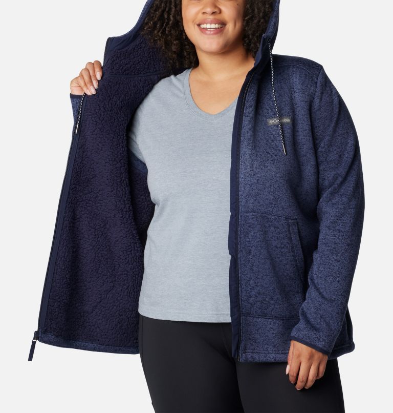 Thumbnail: Women's Sweater Weather Sherpa Full Zip Hooded Jacket - Plus Size, Color: Dark Nocturnal Heather, image 5