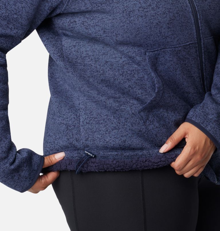 Women's Sweater Weather Sherpa Full Zip Hooded Jacket - Plus Size, Color: Dark Nocturnal Heather, image 6