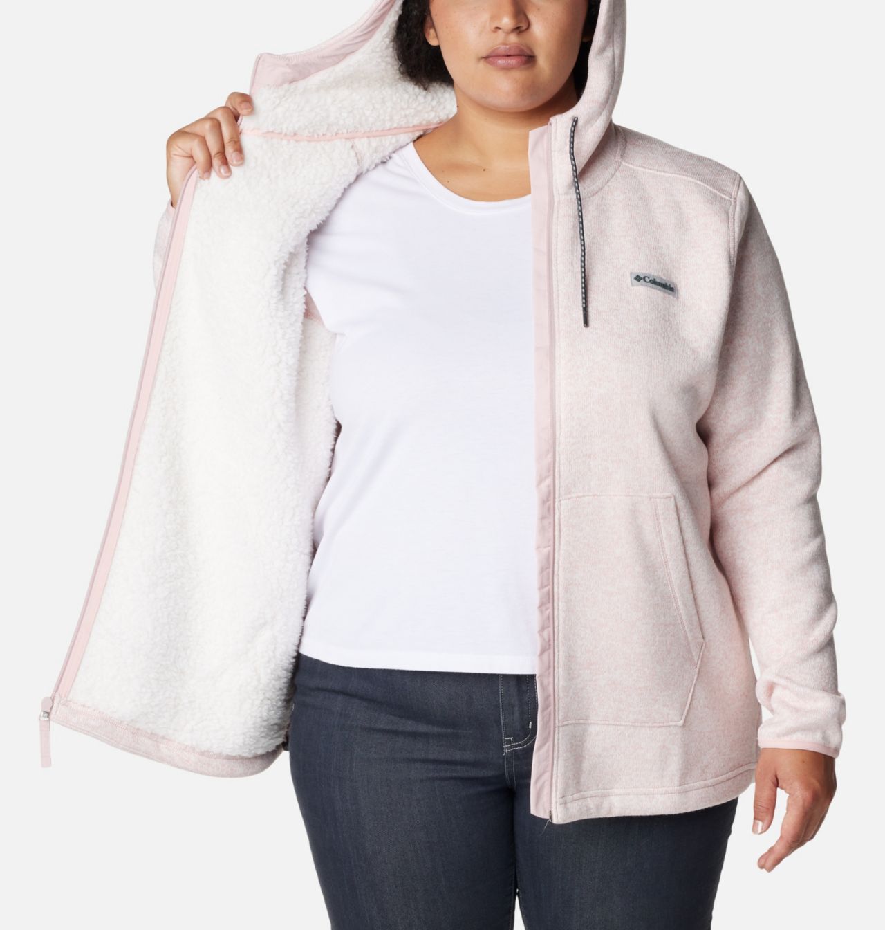 Women's Sweater Weather™ Sherpa Full Zip Hooded Jacket - Plus Size 5