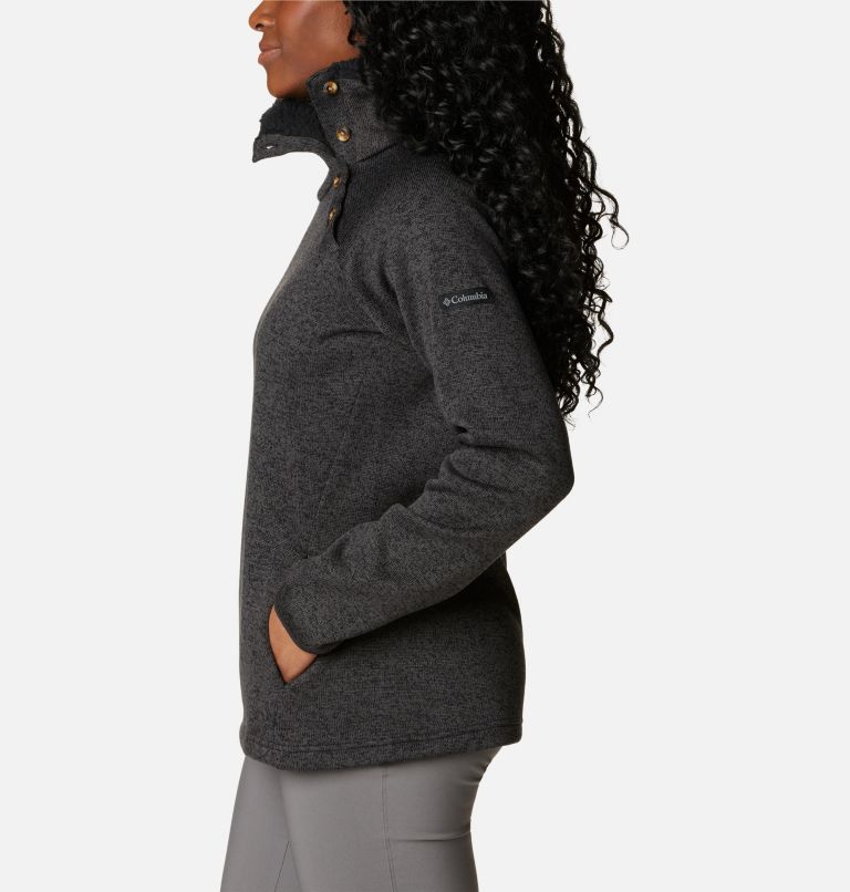Chandail hybride en sherpa Sweater Weather pour femmes, Color: Black Heather, image 3