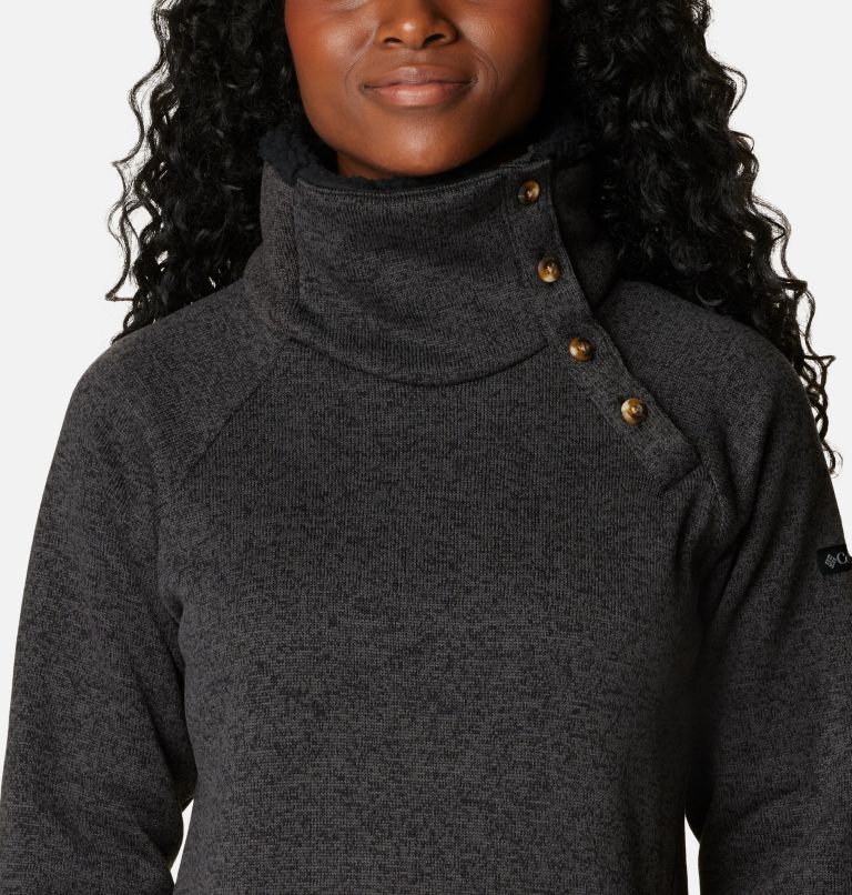 Thumbnail: Chandail hybride en sherpa Sweater Weather pour femmes, Color: Black Heather, image 4