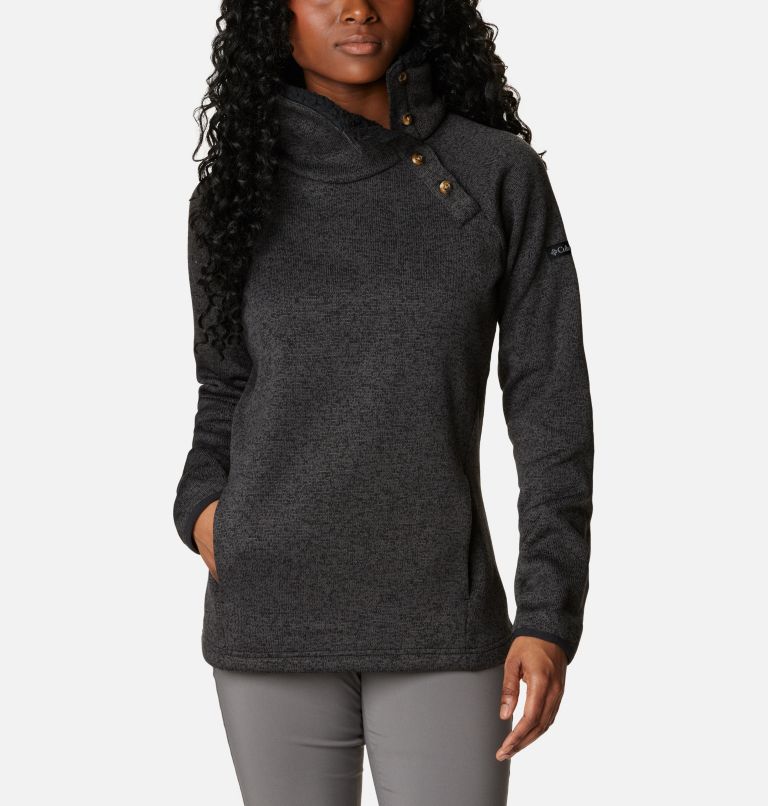 Thumbnail: Chandail hybride en sherpa Sweater Weather pour femmes, Color: Black Heather, image 1