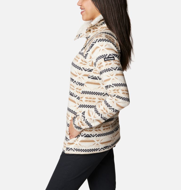 Thumbnail: Women's Sweater Weather Sherpa Hybrid Pullover, Color: Chalk Checkered Peaks, image 3