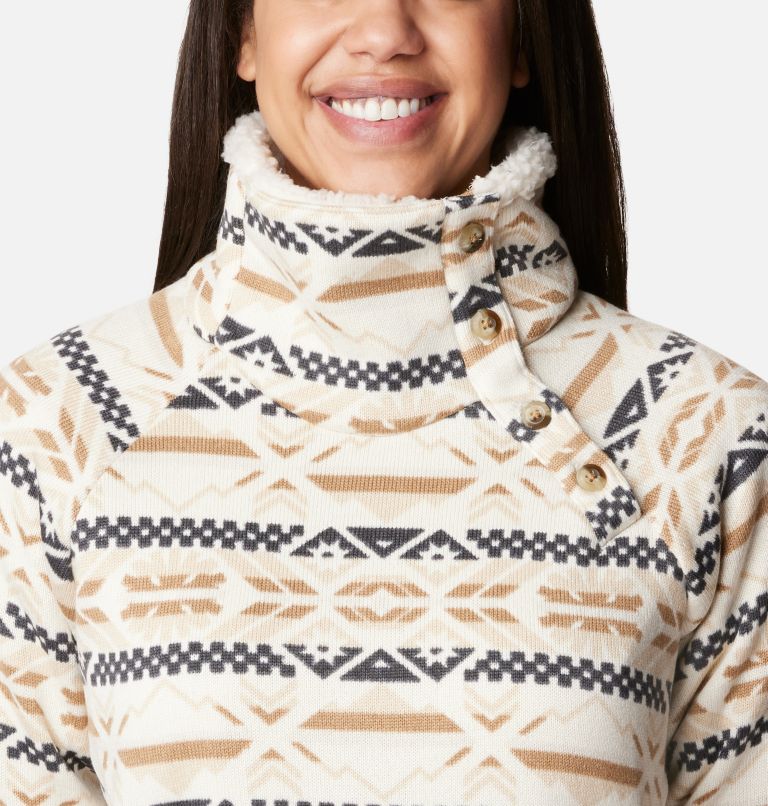 Thumbnail: Chandail hybride en sherpa Sweater Weather pour femmes, Color: Chalk Checkered Peaks, image 4