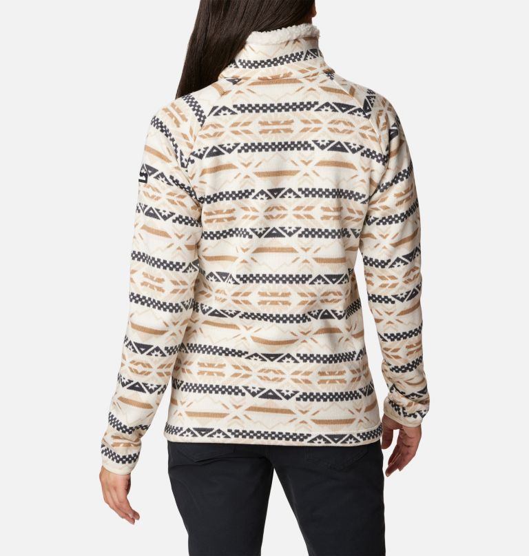 Women's Sweater Weather Sherpa Hybrid Pullover, Color: Chalk Checkered Peaks, image 2