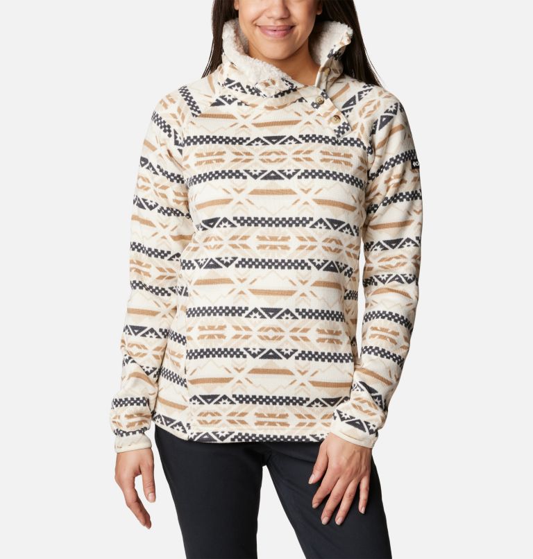 Chandail hybride en sherpa Sweater Weather pour femmes, Color: Chalk Checkered Peaks, image 1