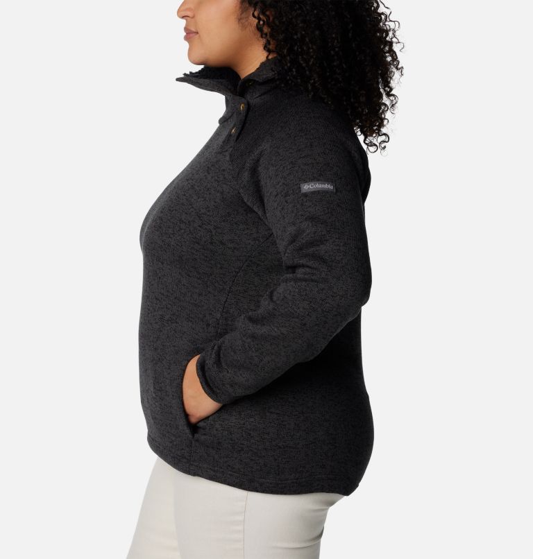 Thumbnail: Women's Sweater Weather Sherpa Hybrid Pullover - Plus Size, Color: Black Heather, image 3