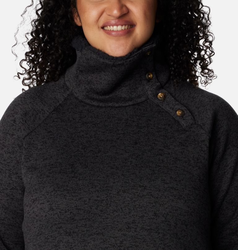 Women's Sweater Weather Sherpa Hybrid Pullover - Plus Size, Color: Black Heather, image 4