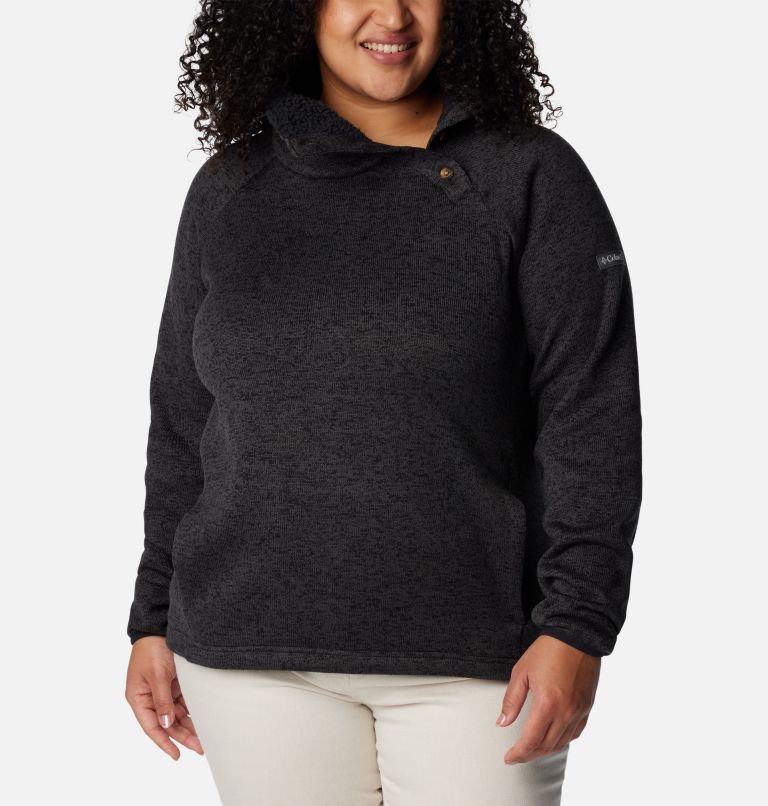 Thumbnail: Women's Sweater Weather Sherpa Hybrid Pullover - Plus Size, Color: Black Heather, image 5