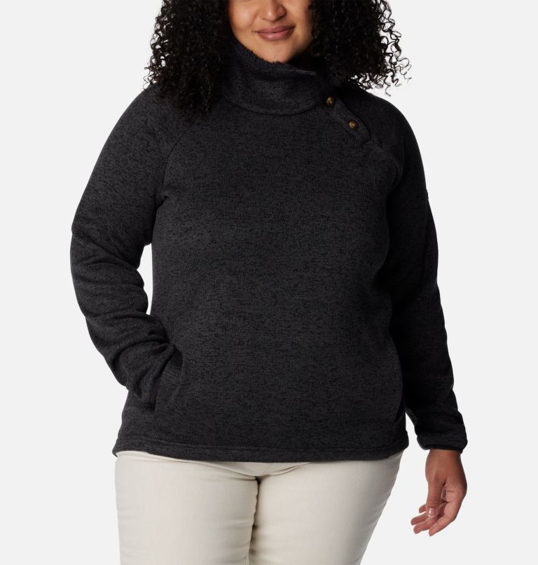 Women's Sweater Weather Sherpa Hybrid Pullover - Plus Size, Color: Black Heather, image 1