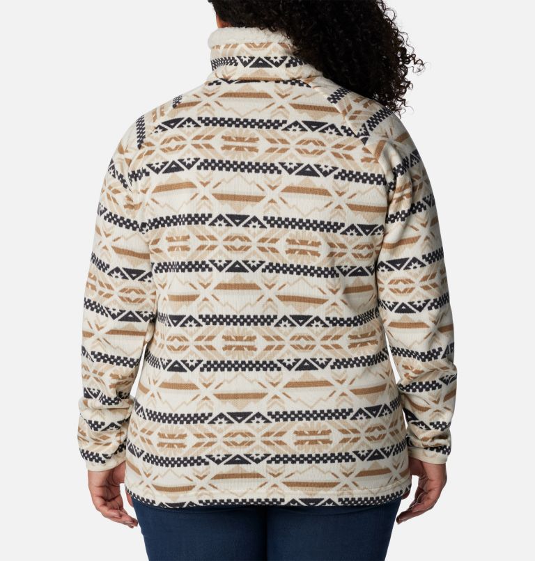 Thumbnail: Women's Sweater Weather Sherpa Hybrid Pullover - Plus Size, Color: Chalk Checkered Peaks, image 2