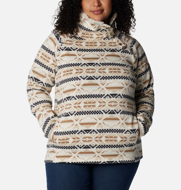 Women's Sweater Weather Sherpa Hybrid Pullover - Plus Size, Color: Chalk Checkered Peaks, image 1