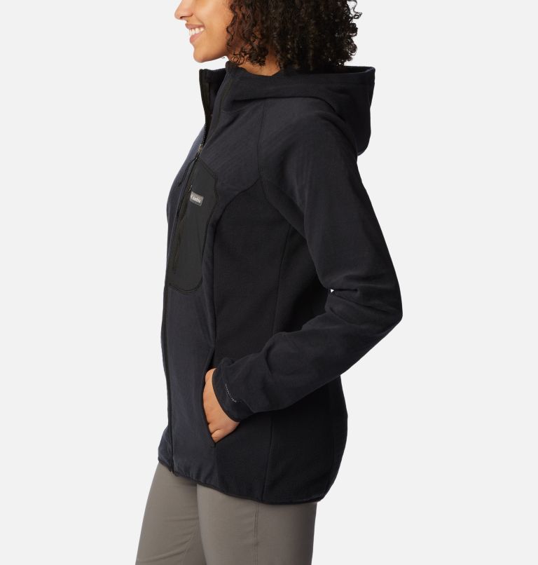 Thumbnail: Women's Outdoor Tracks Hooded Full Zip Jacket, Color: Black, image 3