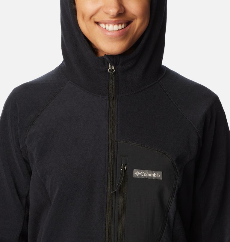 Thumbnail: Women's Outdoor Tracks Hooded Full Zip Jacket, Color: Black, image 4