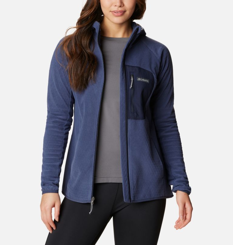 Thumbnail: Women's Outdoor Tracks Hooded Full Zip Jacket, Color: Nocturnal, Dark Nocturnal, image 7