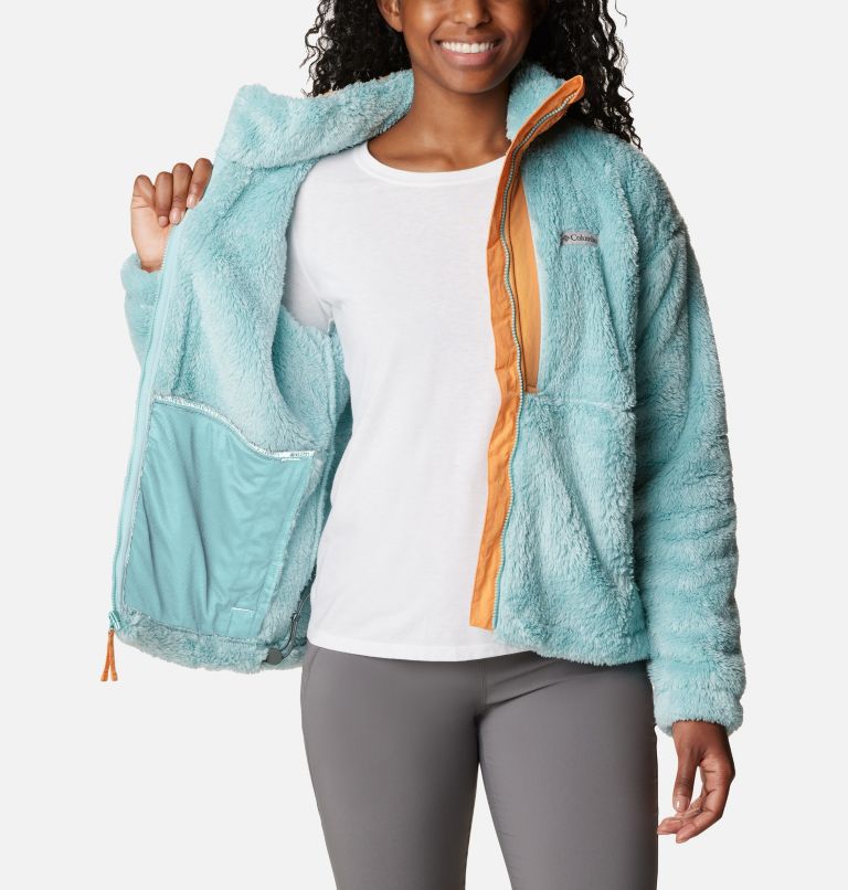 Women's Boundless Discovery Full Zip Sherpa Jacket, Color: Aqua Haze, Sunset Peach, image 5