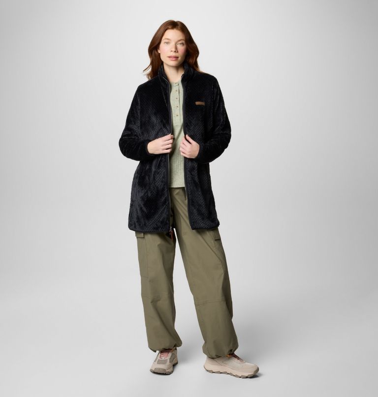 Women's Fire Side Long Full Zip Fleece Jacket, Color: Black, image 3